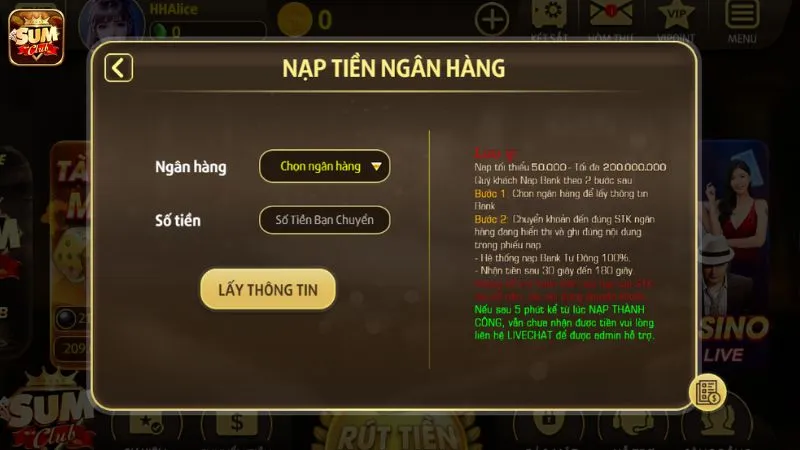 Các bước để kiểm tra số dư rất đơn giản và chi tiết tại Sum Club 